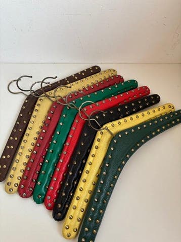 Kapstok (8) - Hout, Metaal, Synthetisch leder - Set met