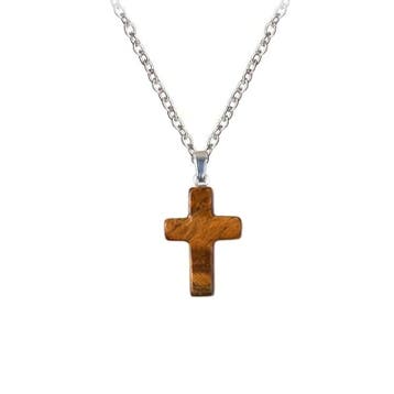 Fako Bijoux - Ketting - Kruisje Mini - Tijgeroog -, Sieraden, Tassen en Uiterlijk, Verzenden, Nieuw