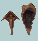 Snijwerk, Altes Holzkreuz mit gekreuzigten Jesus + Jesus, Antiek en Kunst, Antiek | Boeken en Bijbels