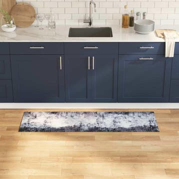 vidaXL Keuken Vloerkleed Grijs 150 x 45 cm Fluweel, Verzenden, Nieuw