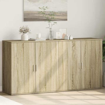 vidaXL Dressoirs 2 st 79x38x80 cm bewerkt hout sonoma, Verzenden, Nieuw, Overige houtsoorten, 50 tot 100 cm