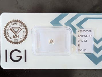 1 pcs Diamant (Natuurlijk) - 0.42 ct - Carré - E - VVS2 -, Nieuw