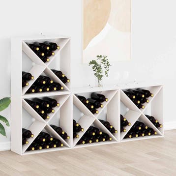 vidaXL Wijnrek 4 st Wit 62 x 25 x 62 cm Massief grenenhout, Verzenden, Nieuw