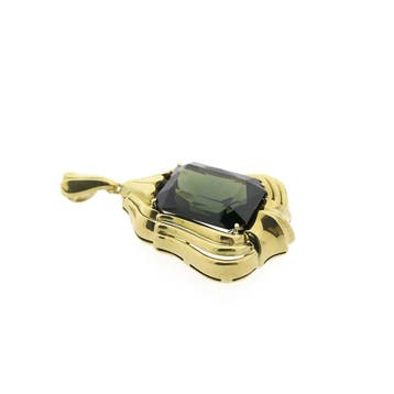 Gouden hanger met groene toermalijn (Hanger of bedel), Ophalen of Verzenden, Gebruikt, Goud, Overige merken
