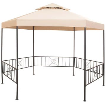 vidaXL Tuinprieel 323x265 cm hexagonaal beige, Verzenden, Nieuw
