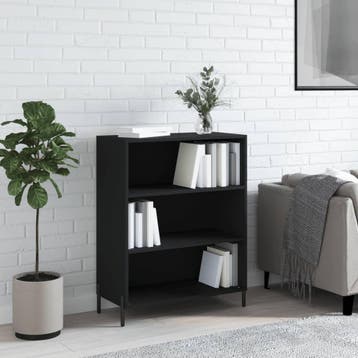 vidaXL Schappenkast 69,5x32,5x90 cm bewerkt hout zwart, Verzenden, Nieuw, 50 tot 100 cm, Minder dan 100 cm