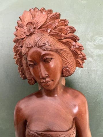 Balinese geknielde dame - Hout (Coromandel) - Indonesië -, Antiek en Kunst