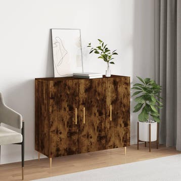 vidaXL Dressoir 90x34x80 cm bewerkt hout gerookt, Verzenden, Nieuw, Overige houtsoorten, Minder dan 50 cm