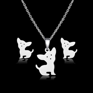 Fako Bijoux - Ketting Met Oorbellen - Stainless Steel - RVS, Verzenden, Nieuw