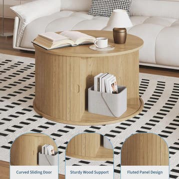 Ronde Salontafel met Verborgen Opbergruimte - Mid-Century Mo, Huis en Inrichting, Verzenden, Nieuw