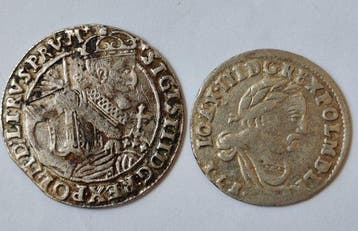 Polen. Set of 2 coins: 6 Groszy (Szóstak) 1683 & Ort 1623