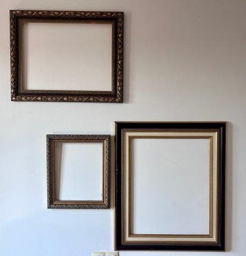Lijst (3) - Walnoot - Lot van 3 vintage houten