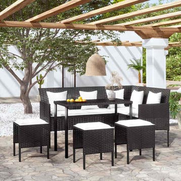 vidaXL 5-delige Loungeset met kussens L-vormig poly rattan, Verzenden, Nieuw, 5 zitplaatsen, Loungeset