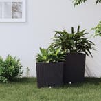 vidaXL Plantenbak met uitneembare bak rattan-look 21/32 L PP, Verzenden, Nieuw, Kunststof, Minder dan 60 cm