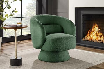 Draaibare design fauteuil BOSSA NOVA 80cm mosgroen bouclé -, Ophalen of Verzenden, Nieuw
