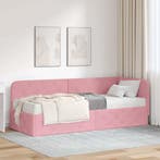 vidaXL Hoekbedframe Roze 80 x 200 cm Fluweel, Verzenden, Nieuw, Stof