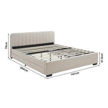Bed Nofrenna met matras en 4 bedlades 200x140 cm beige [en.c, Verzenden, Nieuw