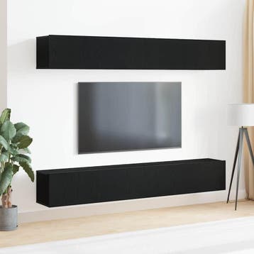 vidaXL Tv-meubelset 4 st 100 x 30 x 30 cm Zwart Eiken, Minder dan 50 cm, Verzenden, Nieuw, Minder dan 100 cm
