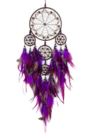 KIMU® Dromenvanger Ster Paars Dreamcatcher Veren Macramé Boh, Ophalen of Verzenden, Nieuw, Feestartikel, Carnaval