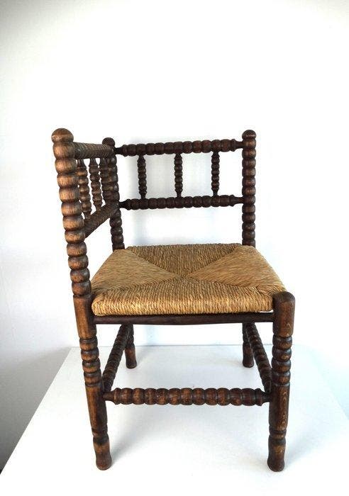 Stoel - Hout, Rush - Bobbin chair, Antiek en Kunst, Antiek | Meubels | Stoelen en Banken