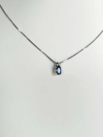 Zonder minimumprijs - Ketting met hanger Zilver Saffier -