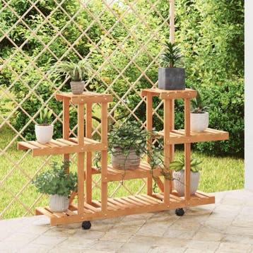 vidaXL Plantenstandaard met wielen 110x25x78 cm massief, Verzenden, Nieuw