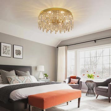 Luxe Gouden Kristallen Plafondlamp 50cm - Sfeervolle Verlich, Verzenden, Nieuw