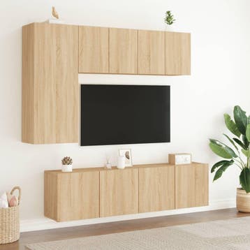 vidaXL Tv-meubels 2 st wandgemonteerd 60x30x41 cm sonoma, Minder dan 50 cm, Verzenden, Nieuw, Minder dan 100 cm