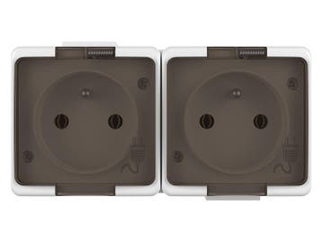 Dubbele stopcontact waterdicht - Met penaarde - Opbouw, Ophalen of Verzenden, Nieuw, Stopcontact