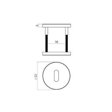 Intersteel sleutelrozetten verdekt ø52x6mm - PVD brons, Verzenden, Nieuw