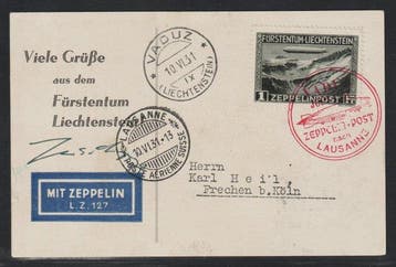 ZEPPELIN Post 1931 - ZEPPELINPOST Si. 110 Ga, Vaduz-reis,, Gestempeld
