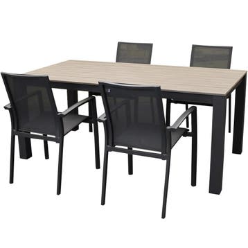 Malaga Sydney dining tuinset 180x92xH74 cm 5 delig polywood, Tuin en Terras, Ophalen of Verzenden, Nieuw
