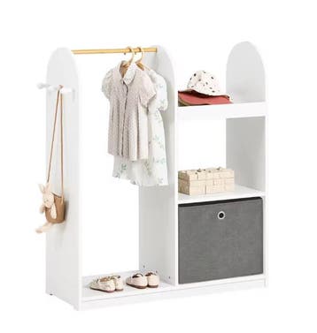 Kinderkast 97×108×35 cm – met stoffen lade en 3 haken wit, Verzenden, Nieuw