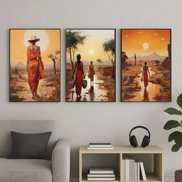 Abstract Canvas Poster: Afrikaanse Vrouwen & Zonneschilderin, Verzenden
