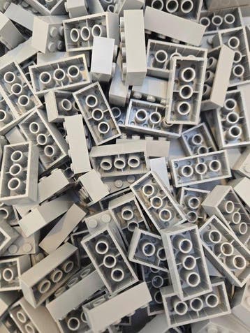 Lego Onderdelen - New Brick 2 x 4 Light Bluish Gray 200pcs, Nieuw