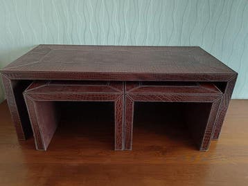 Tafel - Leder - Set van drie tafels