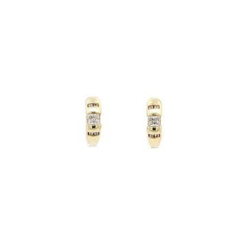 Gouden klapcreolen met zirkonia 14 karaat, Sieraden, Tassen en Uiterlijk, Verzenden, Zo goed als nieuw, Goud