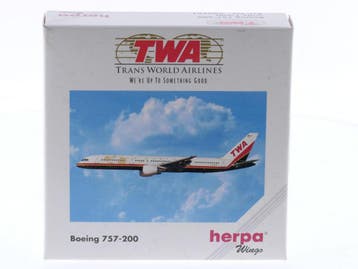 Schaal 1:500 Herpa 503761 Boeing 757-200 TWA - Trans Worl..., Ophalen of Verzenden, Zo goed als nieuw