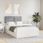 vidaXL Bedframe met Gevoerd Hoofdgedeelte Lichtgrijs 120 x, Huis en Inrichting, Slaapkamer | Bedden, Verzenden, Nieuw, Hout