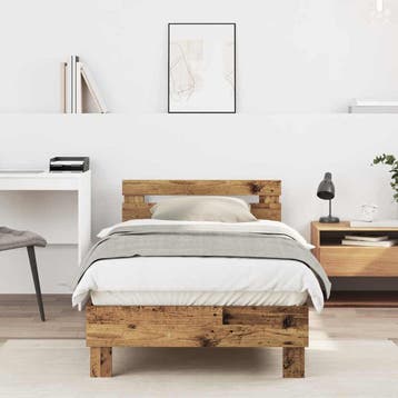 vidaXL Bedframe Oudhout 203 x 95 x 70 cm Bewerkt hout, Verzenden, Nieuw, Bruin, Hout