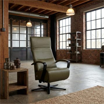 Leren relaxfauteuil Matrix - Massif Olive (olijf/groen) -, Huis en Inrichting, Fauteuils, Nieuw, Ophalen of Verzenden, 50 tot 75 cm