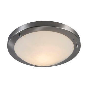Moderne plafonnière staal 31 cm IP44 - Yuma, Verzenden, Nieuw, Staal