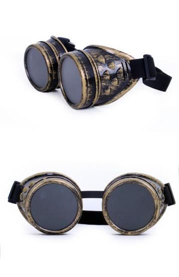 KIMU® Goggles Steampunk Bril Brons Montuur Zonnebril Glazen, Ophalen of Verzenden, Nieuw, Feestartikel, Carnaval