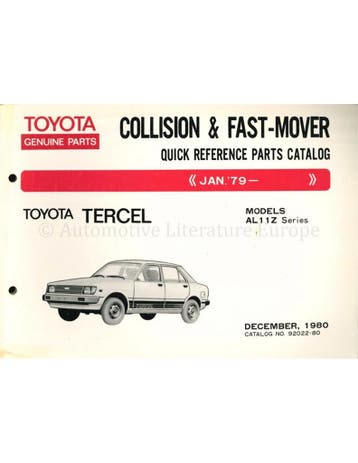 1980 TOYOTA TERCEL SNEL ONDERDELENHANDBOEK ENGELS