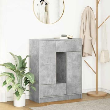 vidaXL Dressoir met lades en deuren 73x31x90 cm betongrijs, Verzenden, Nieuw, Overige houtsoorten