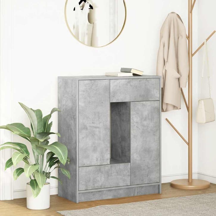 vidaXL Dressoir met lades en deuren 73x31x90 cm betongrijs, Huis en Inrichting, Kasten | Dressoirs, Nieuw, Overige houtsoorten