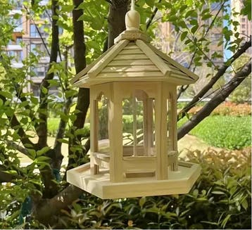 Hangend Houten Vogelhuis met Voeder en Water voor Tuin