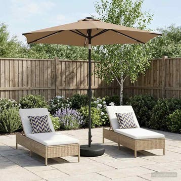 vidaXL Tuinparasol met LED-lampen en voet 230 x 230 cm, Verzenden, Nieuw, 2 tot 3 meter