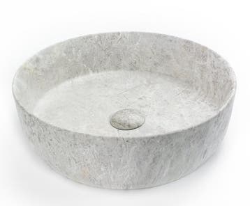 Keramische Waskom Grijs – Marmerlook – Ø39 cm – Inclusief Kl, Huis en Inrichting, Badkamer | Badkamermeubels, Verzenden, Nieuw