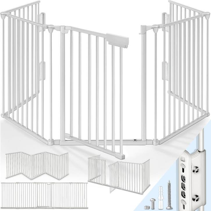 Veiligheidshek - Haardscherm - Hondenhek - 360 cm - Grijs -, Tuin en Terras, Tuinpoorten, Zo goed als nieuw, Verzenden